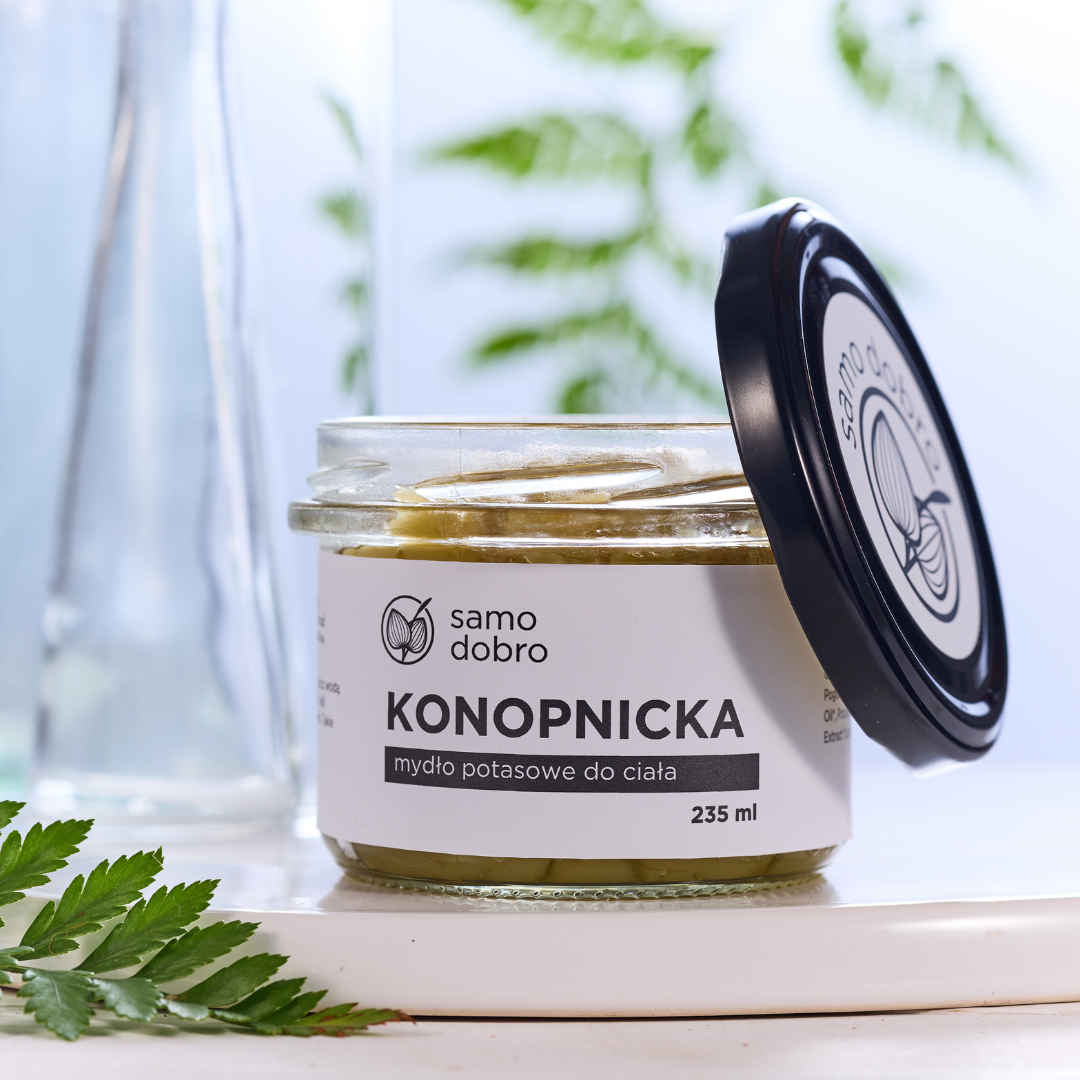 Z czułości dla Twojej skóry: mydło w paście z serii Konopnicka i myjka - obrazek 2