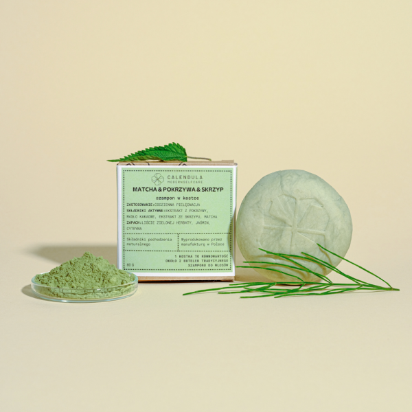Szampon w kostce MATCHA & POKRZYWA & SKRZYP od Calendula